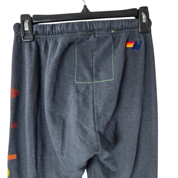 Aviator Nation Venice CA Rainbow Spellout Logo Patch Gray Jogger Sweatpants - Picture 6 of 16